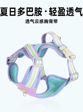 跨境狗狗胸背带 轻便不沾毛撞色外出透气网布小狗牵引绳小型宠物