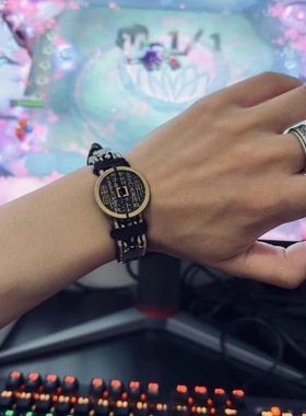 新中式山鬼花钱手链头层牛皮纯手工编织本命年手绳貔貅福字手环