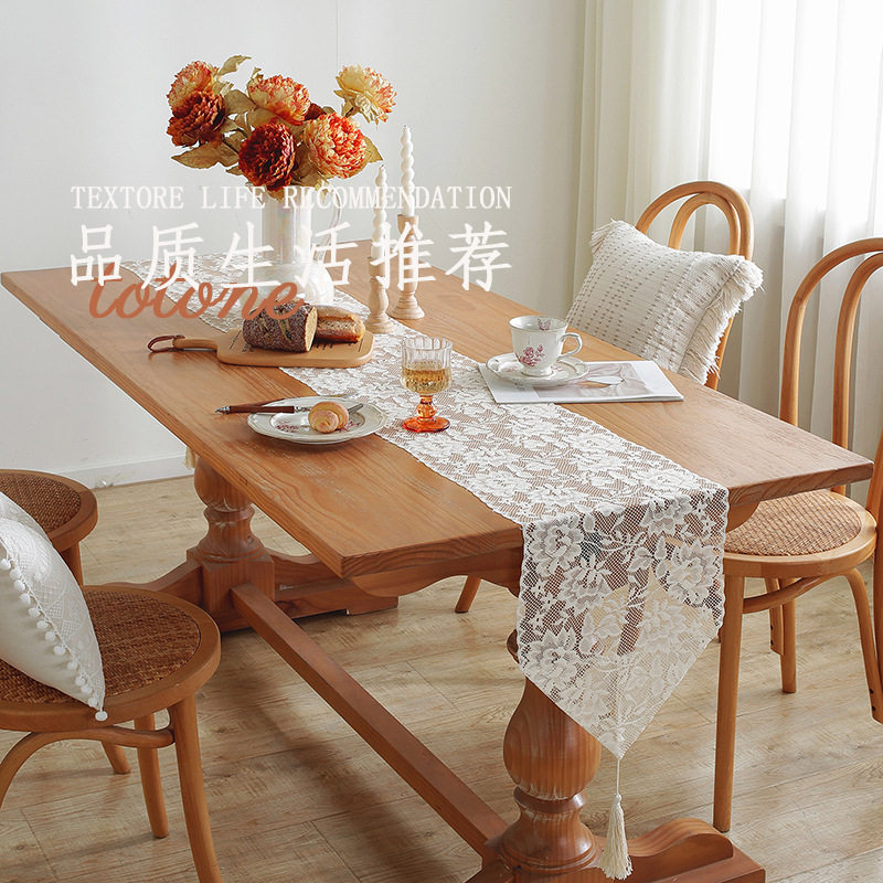 蕾丝餐边柜盖布家用长条桌旗餐桌布美式田园长桌装饰鞋柜防尘盖巾,居家布艺,桌旗,淘宝优惠券,粉丝福利购,淘宝优惠卷