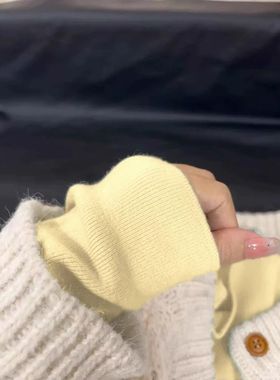 上身超惊艳!奶黄色软fufu半高领长袖针织衫毛衣女秋冬季修身上衣