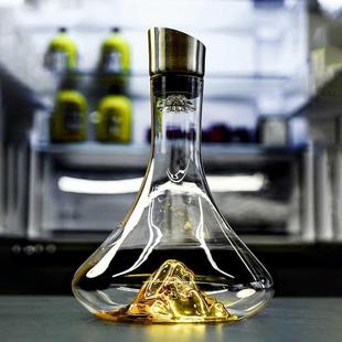 家用轻奢高档水晶玻璃创意分酒壶 德国金色瀑布红酒醒酒器酒杯套装