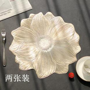 轻奢荷花防水餐垫PVC隔热垫酒店家用西餐盘垫ins风桌垫高级餐具垫