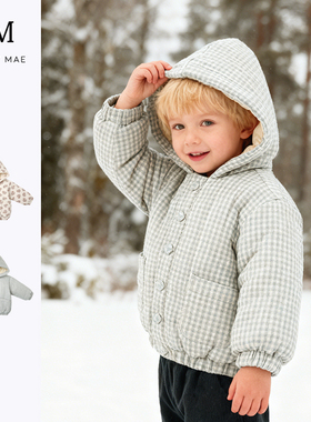 Quincy Mae儿童棉服秋冬连帽外套舒适保暖宝宝棉服外出服男女童款