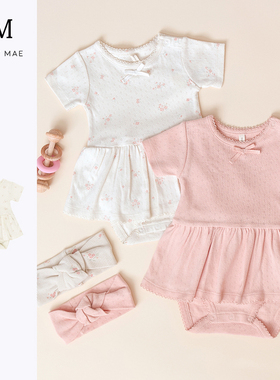 Quincy Mae童装女宝造型连衣裙纯棉透气甜美休闲包屁连体衣