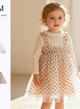 Quincy Mae秋冬新款两穿可拆卸宝宝连衣裙可爱公主裙儿童吊带裙子