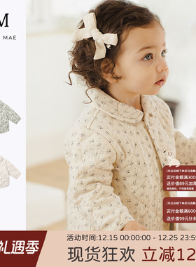 Quincy Mae官方正品童装秋冬新品可爱印花棉服外套保暖外穿上衣女