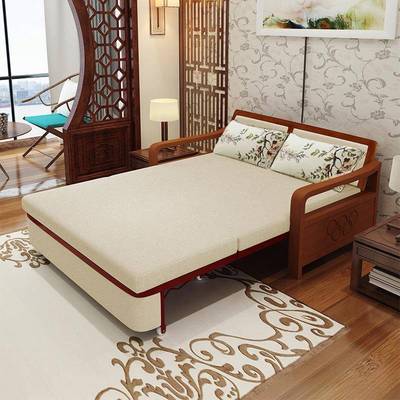 全实木沙发床折叠两用2025新款中式书房小户型多功能 临时留宿床