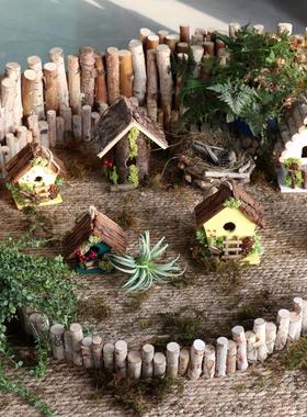 白桦木小栅栏室内花园庭院小篱笆装饰摆件微景观造景围栏实木户外