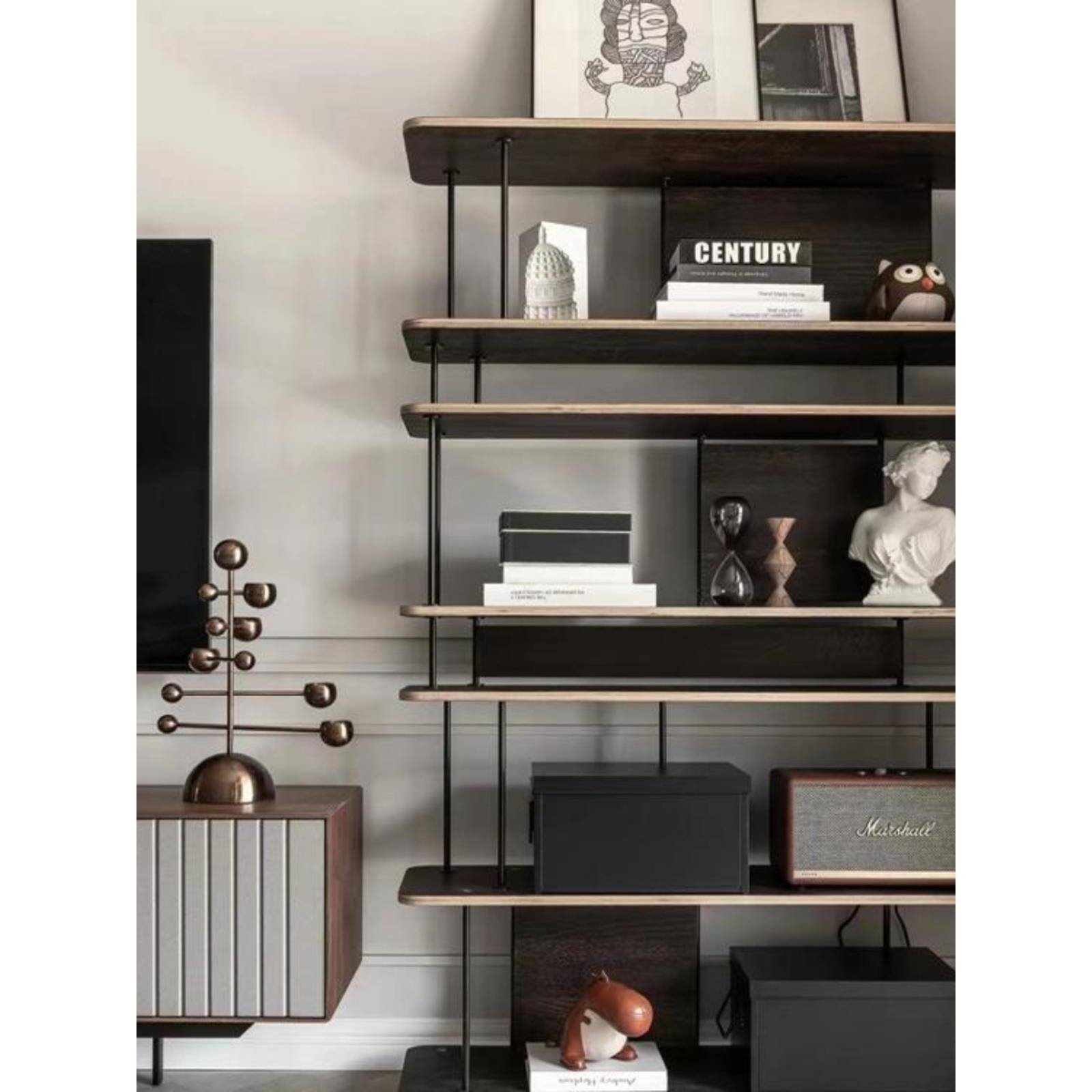 工业风格多层开放式存储书架简单实木书架展示柜展示柜铁制办公存