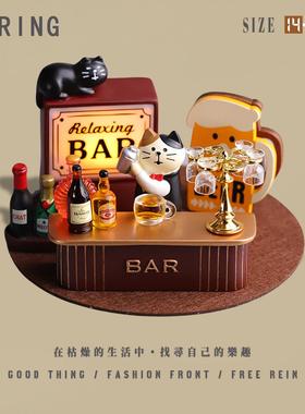 “尝尝酒酒”可爱调酒师猫创意装饰小摆件高级氛围感打造送好闺蜜