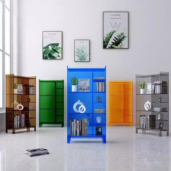 书架落地简约现代创意置物架多层收纳柜网红边柜客厅展示书柜轻奢