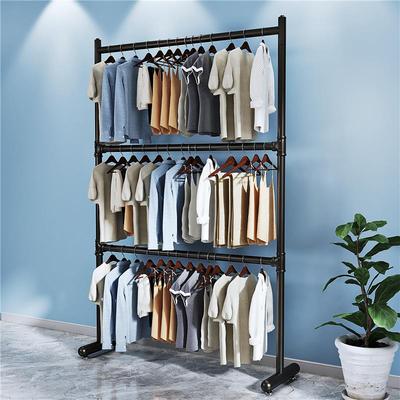 双层晾衣架落地卧室内衣帽架简易折叠挂衣架不占地家用晒衣收纳架