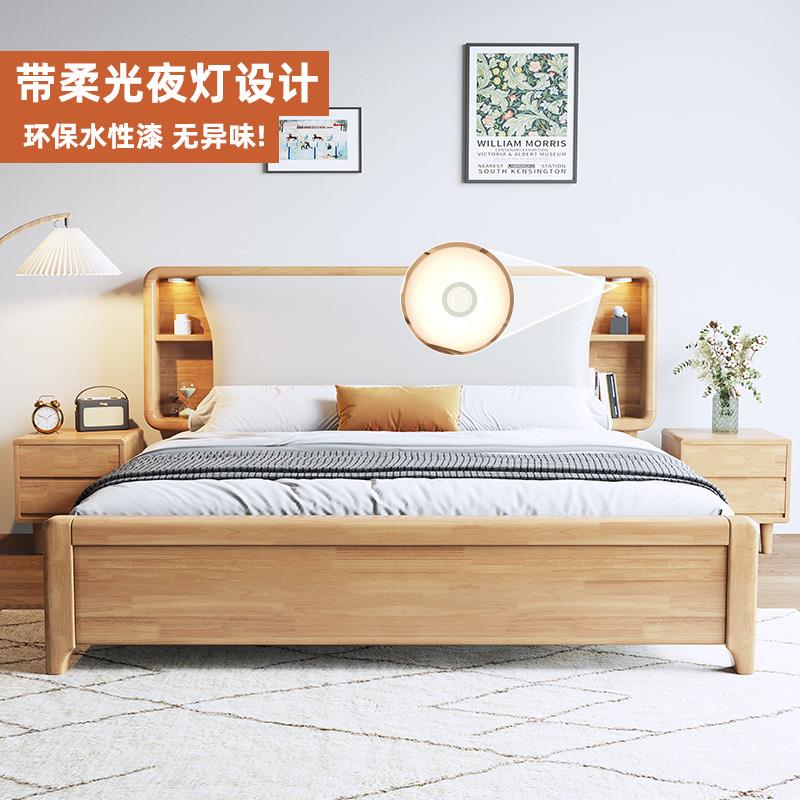 全实木硬板床三人床加宽2米x2米大床200×220老式硬板床架储物床