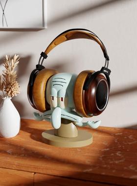 创意头戴式耳机支架章鱼哥耳机架托电脑桌面收纳展示架装饰品摆