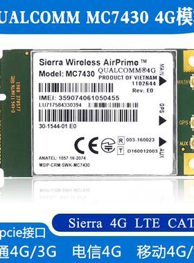 qualcomm AirPrime MC7430 CAT6 LTE联通电信移动4G模块MINI PCIE