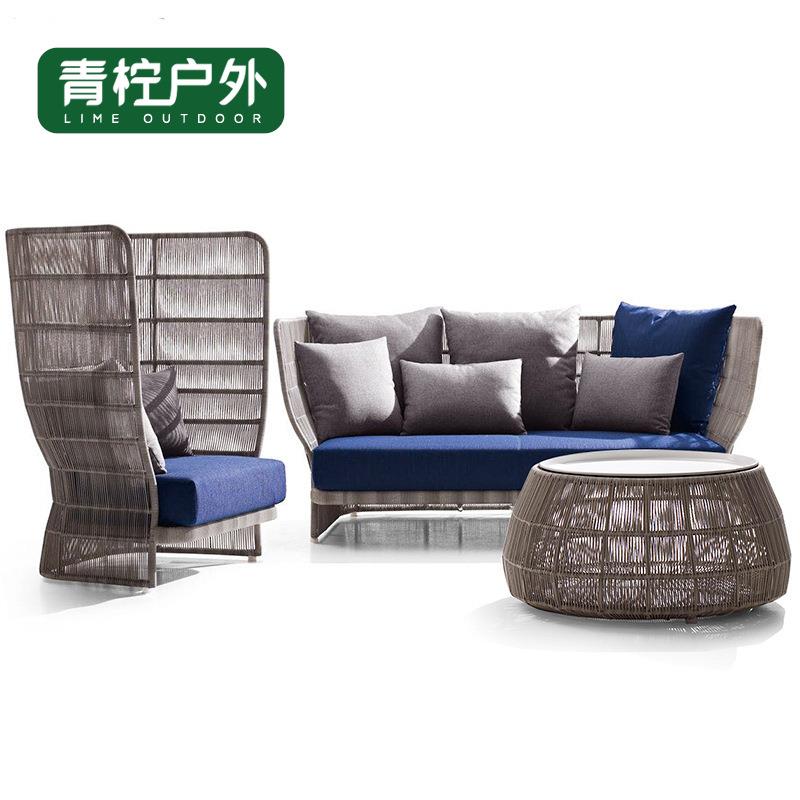 户外沙发高档别墅花园阳台露台庭院软装会所酒店家具沙发茶几组合