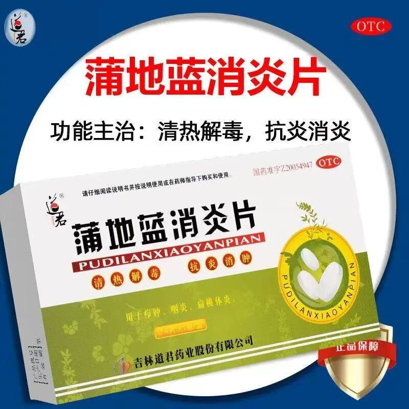 用于疖肿疮疡 道君蒲地蓝消炎片24片/盒皮肤红肿热痛消炎消肿正品