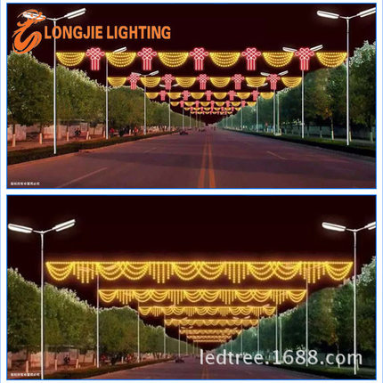 长20米 灯笼跨街灯 中国结跨街灯 led灯光隧道灯 灯串过街灯