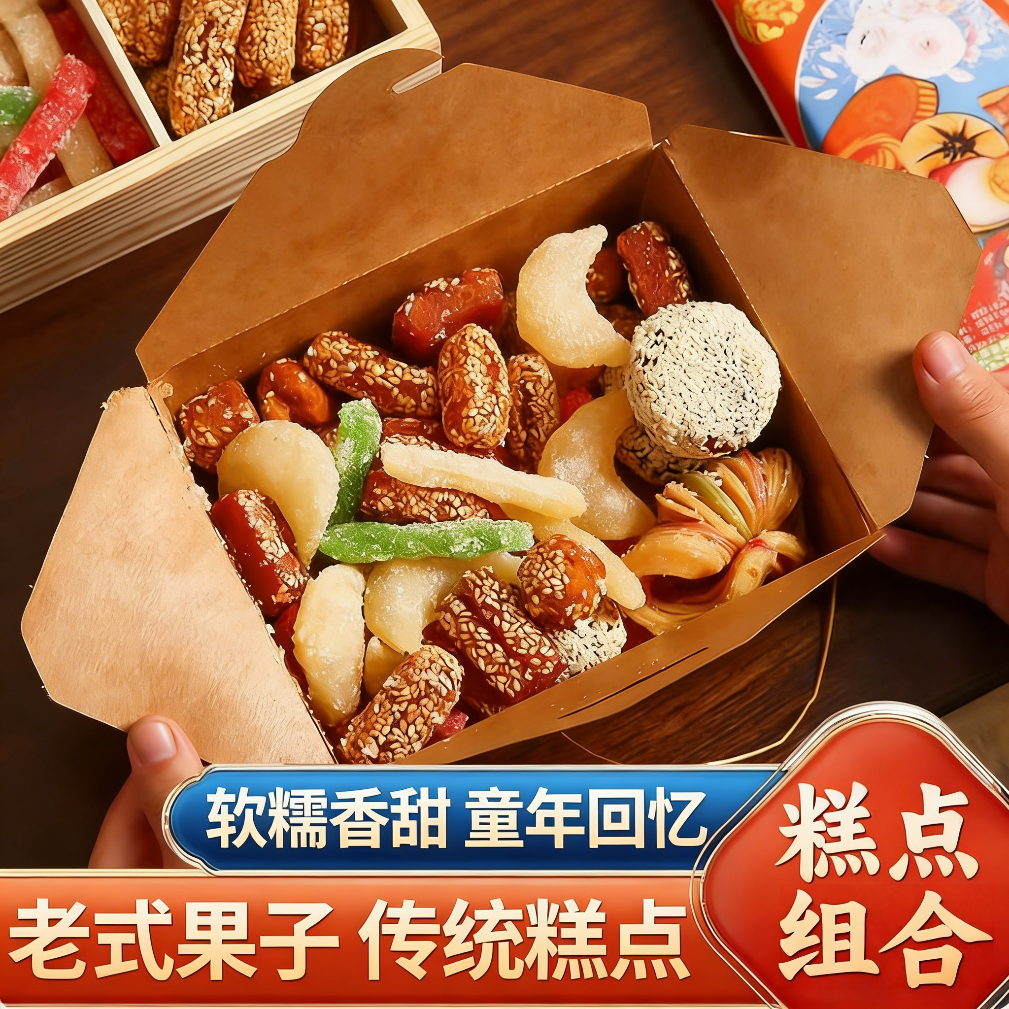 果子老式点心糕点盒装糖角芝麻果蜜三刀八喜果子河南特产怀旧零食