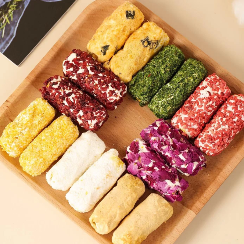 网红拉丝奶酥肉松蛋卷仔手工牛乳派休闲小零食