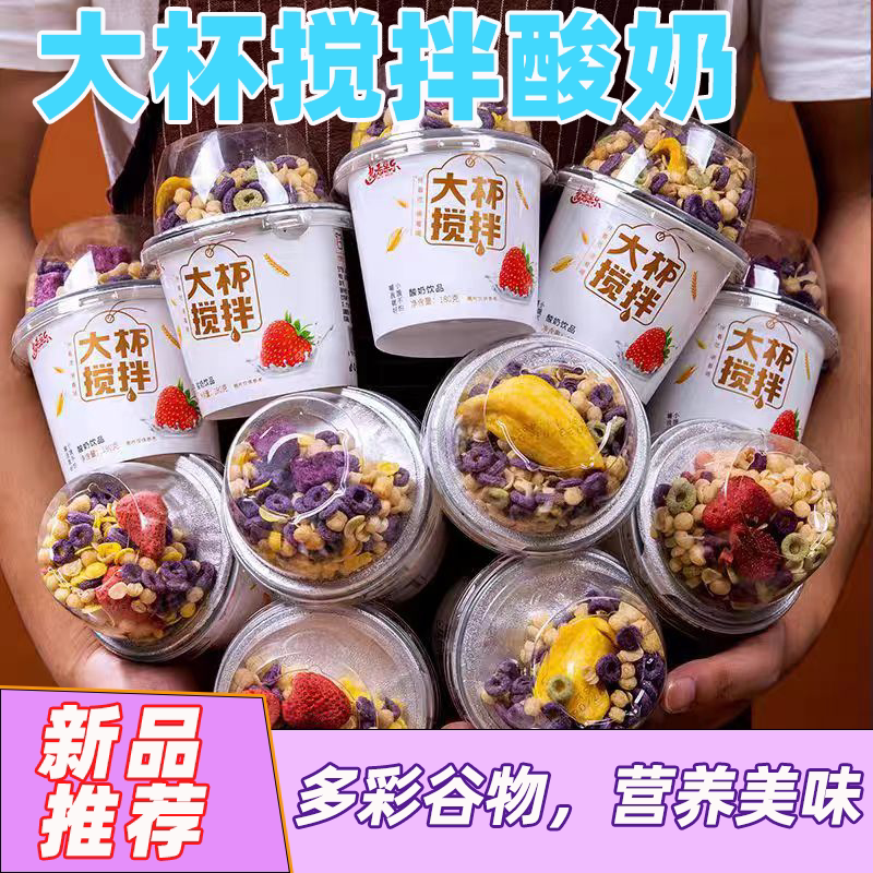 大杯搅拌酸奶杯拌多彩坚果整箱冻干草莓菠萝蜜网红营养早餐代餐杯