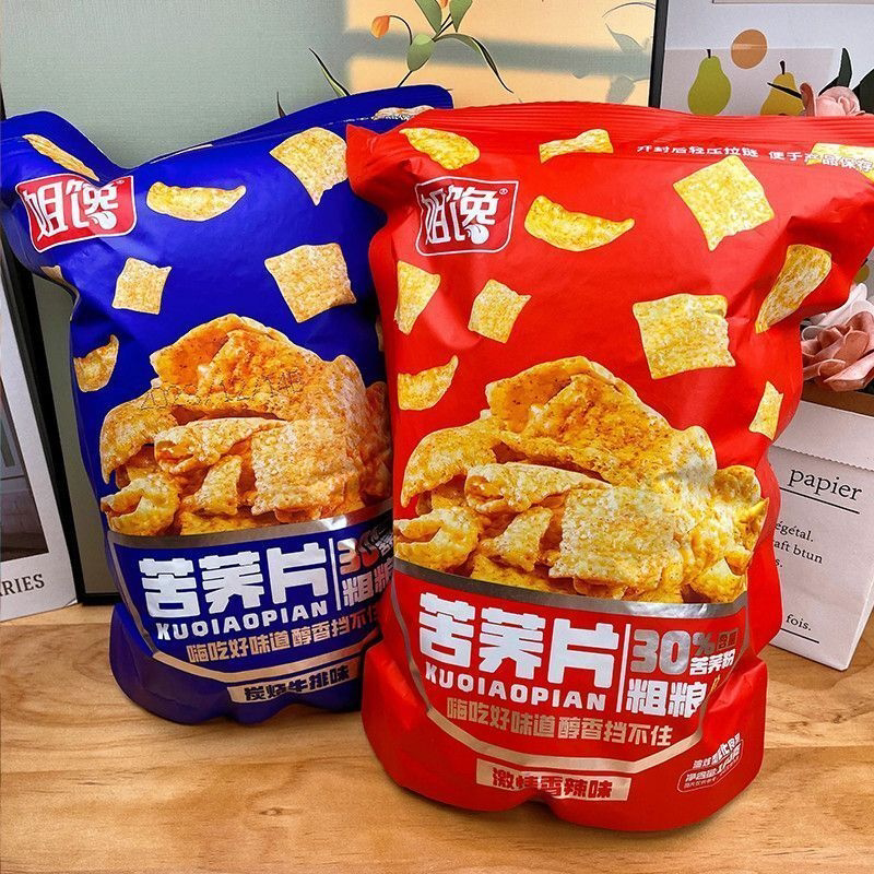 姐馋苦荞片粗粮薄片大包30%苦荞添加炭烧牛排激情香辣味酥脆解馋