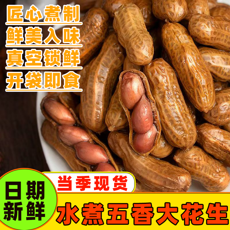 卤汁花生带壳香辣味五香味盐水煮花生追剧零食小吃烧烤聚会下酒菜