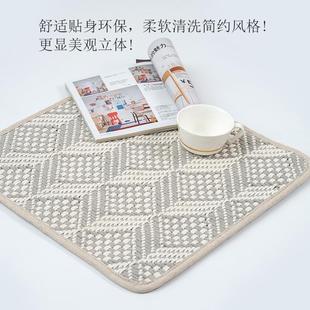 椅子车用四季 靠背一体新中式 编织餐椅垫棉亚麻加厚办公坐垫夏凉