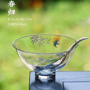 耐高温玻璃绿茶碗茶勺套装 日式 家用手工创意功夫茶具泡茶碗干泡碗