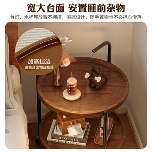 床头小边几实木可移动茶几客厅家用沙发边桌小推车阳台小圆桌子