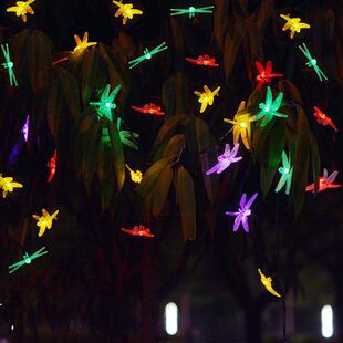太阳能灯串20LED蜻蜓户外防水花园庭院春节圣诞节装饰彩灯室内