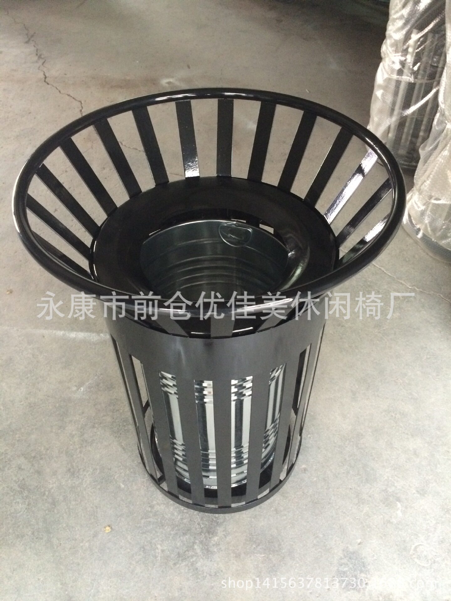 新豪华户外防腐木环保垃圾桶冲孔垃圾桶钢木垃圾桶小区果皮桶
