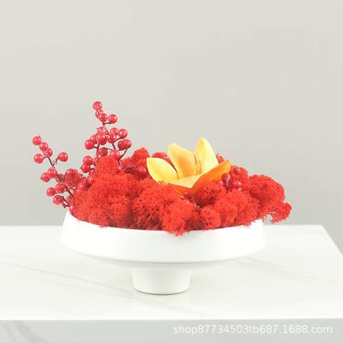 假花仿真花客厅摆件样板房新中式餐厅装饰品宴会摆设红色餐桌花艺