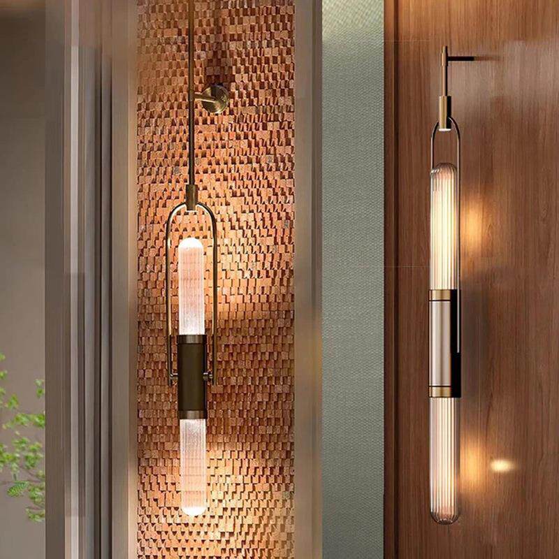 设计师样板间玻璃壁灯酒店大堂售楼部别墅背景墙走廊过道长条壁灯