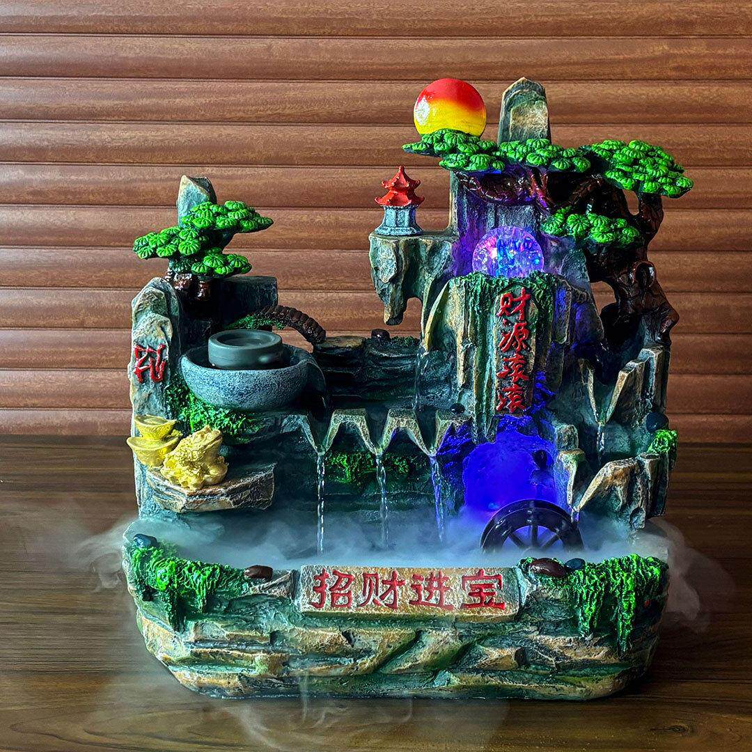 假山流水生财摆件家居加湿器盆景客厅装饰开业礼品
