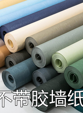 直播间壁纸刷胶防水简约纯色橙色绿色红色蓝色不带胶网红壁纸