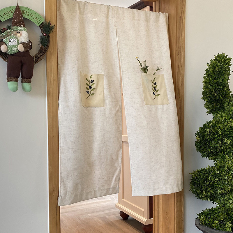 日式门帘隔断手工刺绣橄榄枝亚麻门帘分片布艺入户门隔断美式,居家布艺,门帘,淘宝优惠券,粉丝福利购,淘宝优惠卷