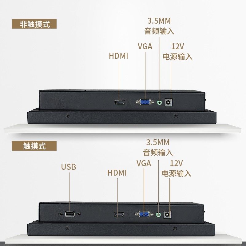10/12/15/19/21/17寸工业工控触摸屏显示器嵌入式电容机柜显示屏