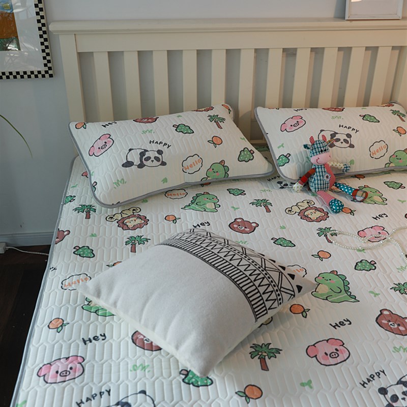 新款动物园夏天空调席夏季乳胶凉席冰丝感宿舍单人卡通儿童席子
