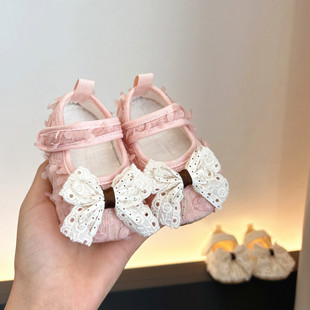 春秋季婴儿鞋子女宝宝0一1岁软底鞋公主鞋学步百天周岁布鞋不掉鞋