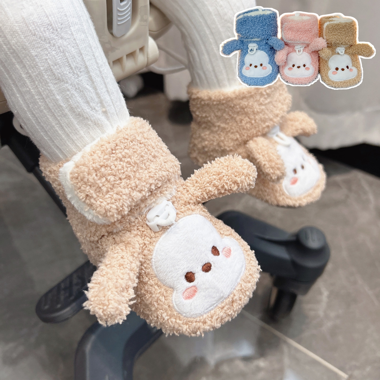 秋冬季软底防滑加绒保暖步前鞋袜