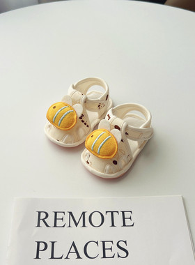 宝宝学步凉鞋夏季棉布男童鞋婴儿学前鞋女童软底防滑透气公仔凉鞋