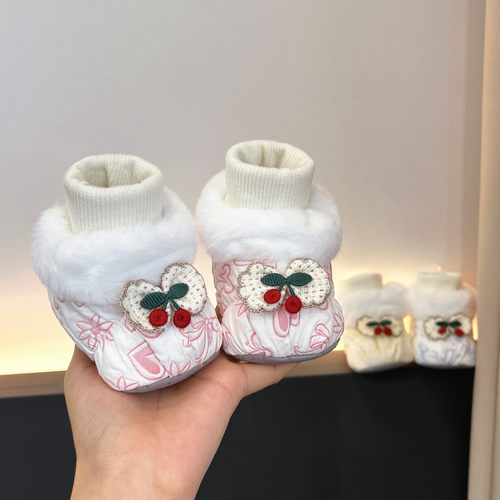 冬季婴儿加绒软底公主风棉鞋