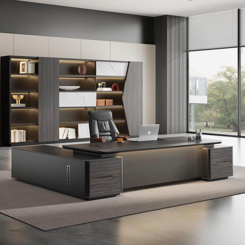 办公桌老板桌椅组合书柜总经理办公室总裁大班台简约现代办公室桌