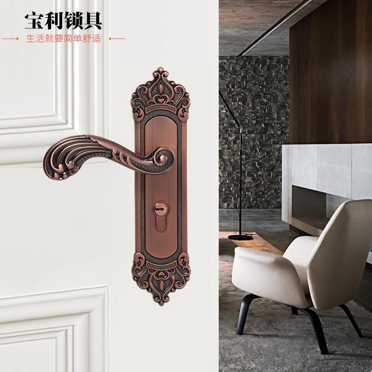 锌铝单舌欧式红青黄黑古铜执手锁机械室内门锁卧室过道门锁