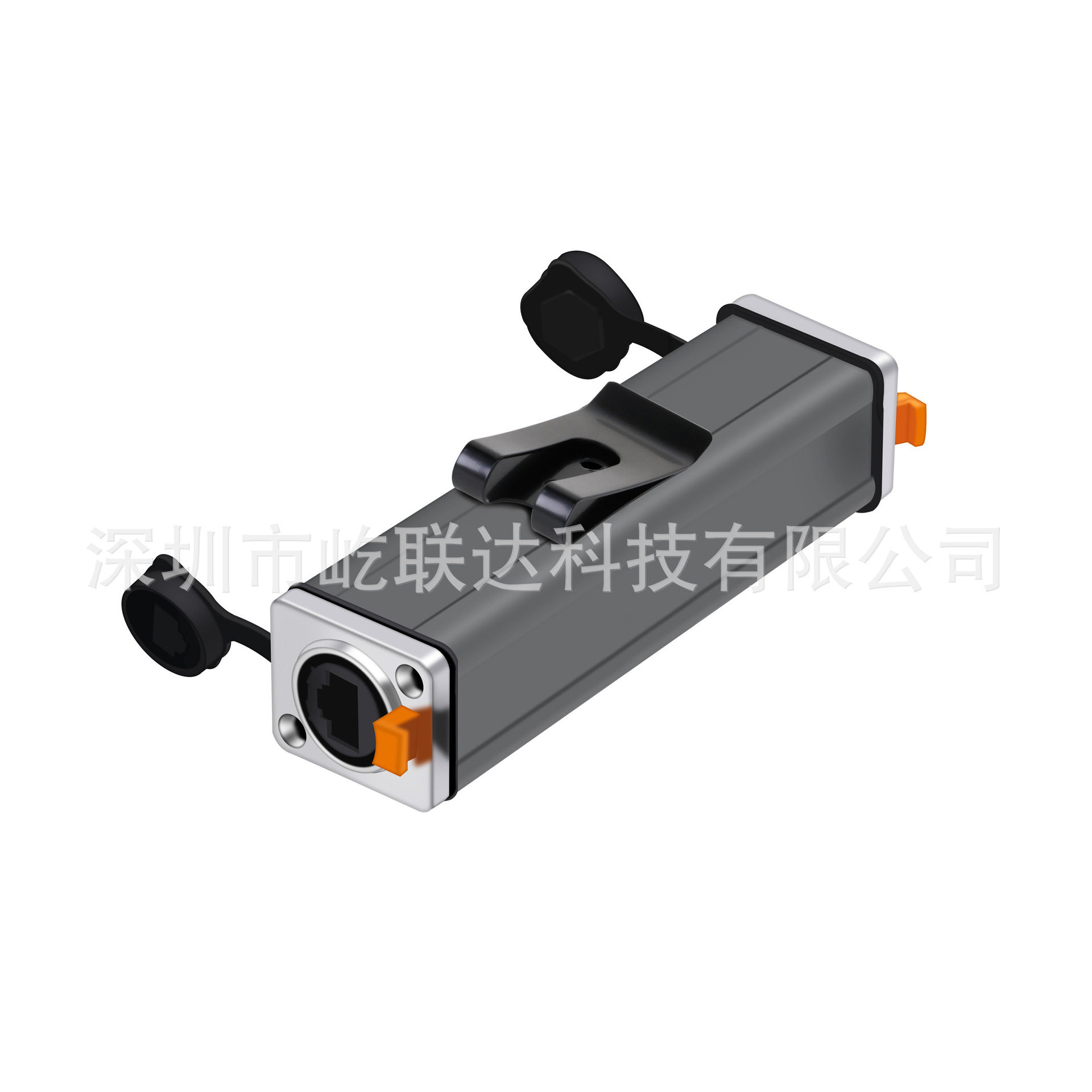 RJ45网络信号直通母座双头母座耦合器铝型材外壳电子工程盒夹子