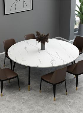 折叠桌圆台面经济简约型圆桌面圆形圆桌白色轻奢简单经济智高圆