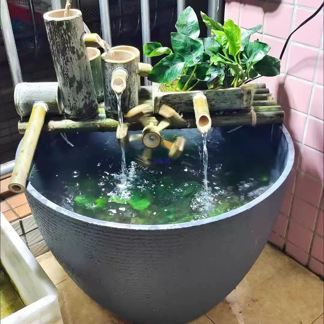 加厚仿水泥特大号花盆塑料树脂养鱼养睡莲绿植荷花盆缸落地绿植