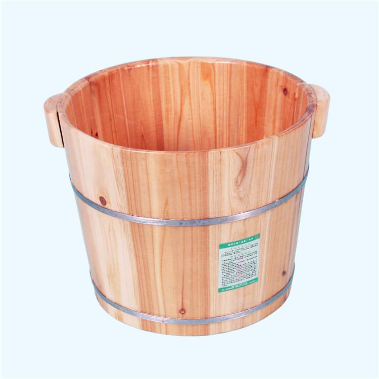 包邮梦航香杉木质泡脚木桶洗脚桶足浴桶带盖加厚高30cm足疗桶木盆