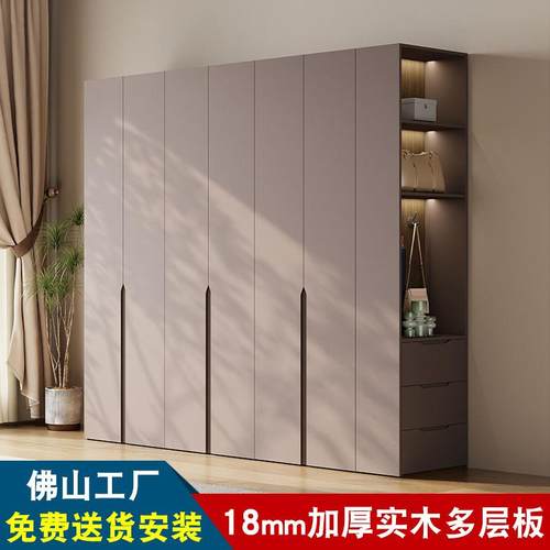 实木多层板衣柜一门到顶柜子家用卧室二三四五六门转角书桌大衣橱